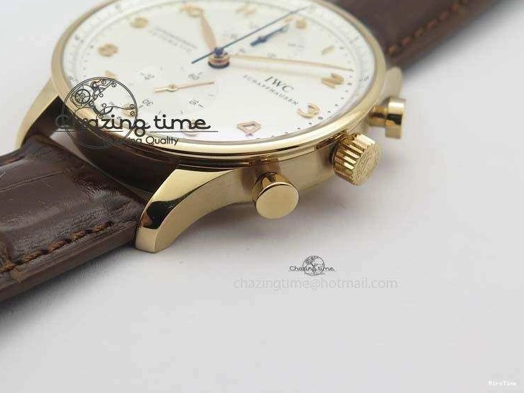 MIROTIME 0821 Portuguese Chrono RG IW371480 ZF 1:1 Best Edition White Dial On Brown Leather Strap A7750 V HighPerformance 7266